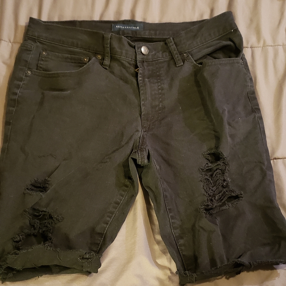 Aero black jean shorts